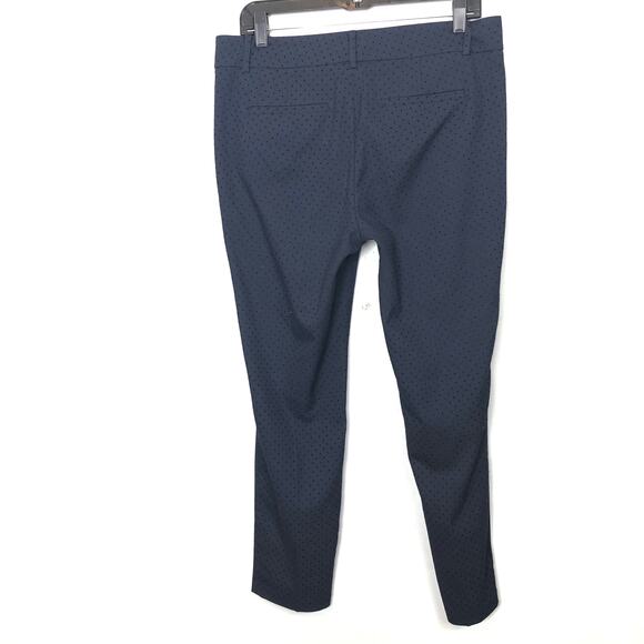 Ann Taylor Trouser  Slacks Navy Blue Velvet Mini Polka Dot Pattern Pants  8 - Picture 2 of 9